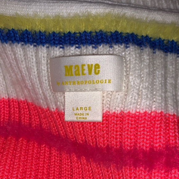 Maeve by ANTHROPOLOGIE Striped Scoop Neck Short Sleeve Sweater - White Multi - Picture 2 of 4